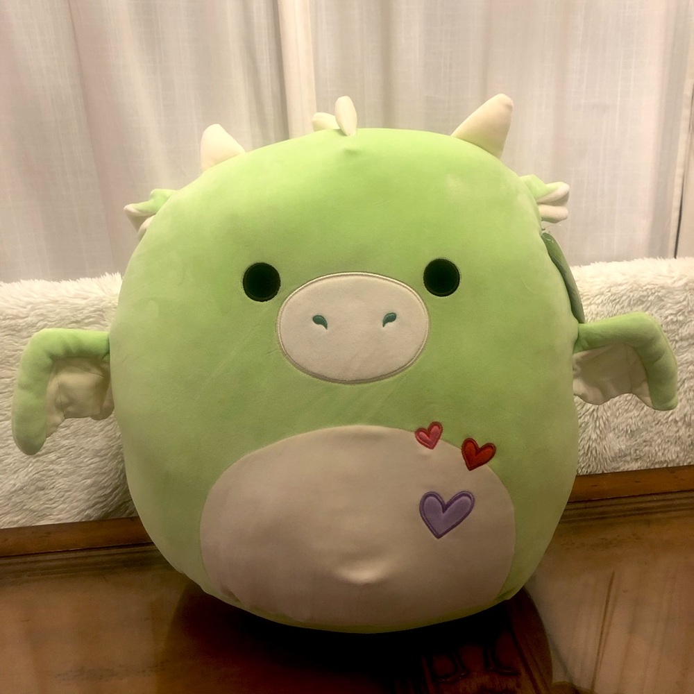 Squishmallow Desmund the Green Dragon Plush Valentine's 2020 Kellytoys 18”